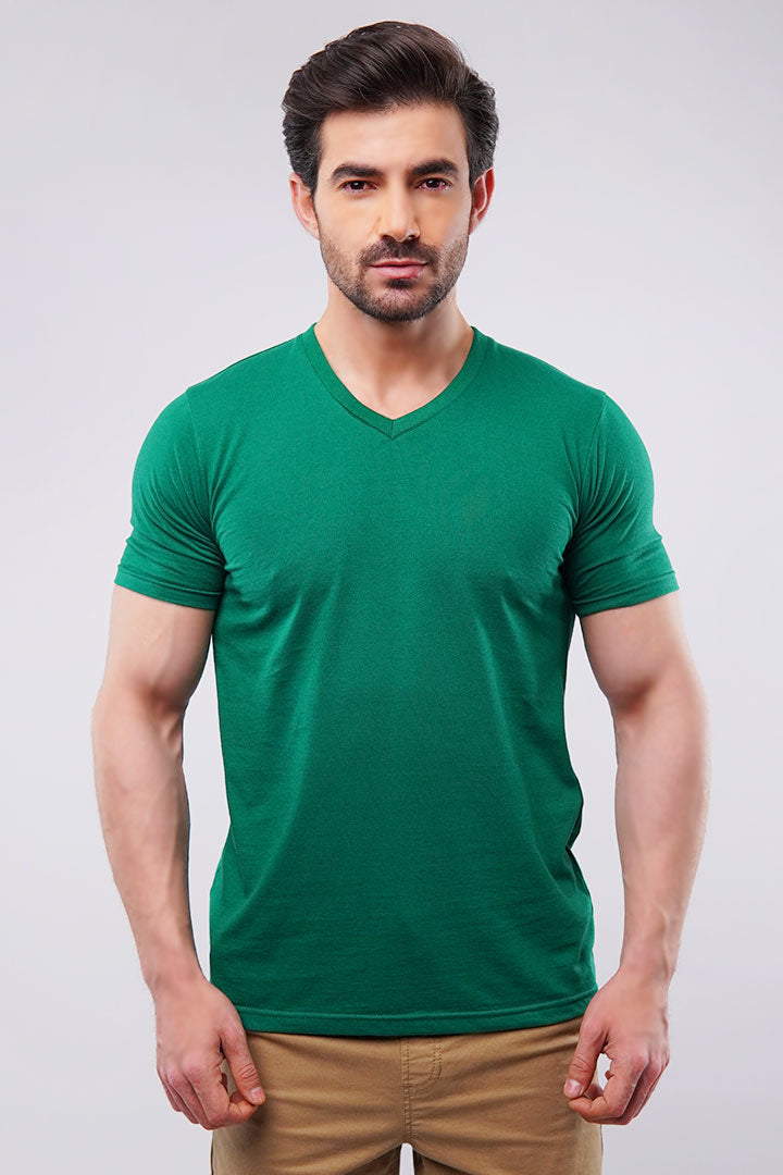 Emerald Green V-Neck T-shirt - Mendeez UAE 