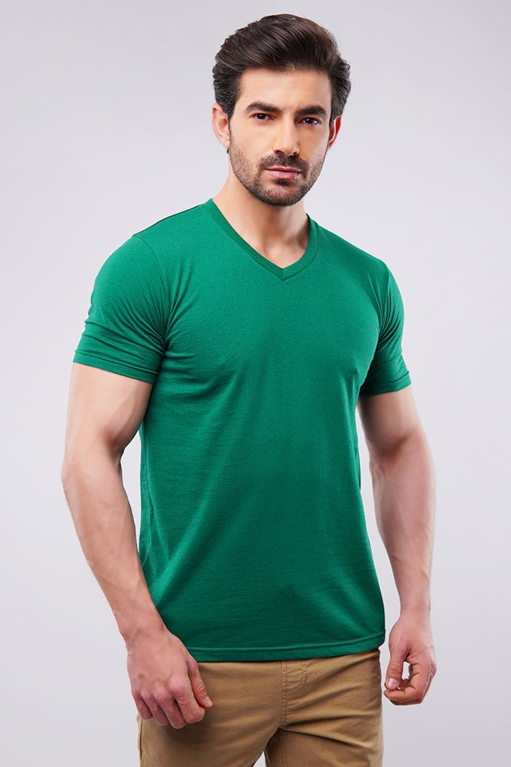 Emerald Green V-Neck T-shirt - Mendeez UAE 