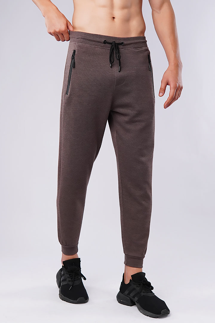 Zipper Jogger Pants - Dark Brown - Mendeez PK 