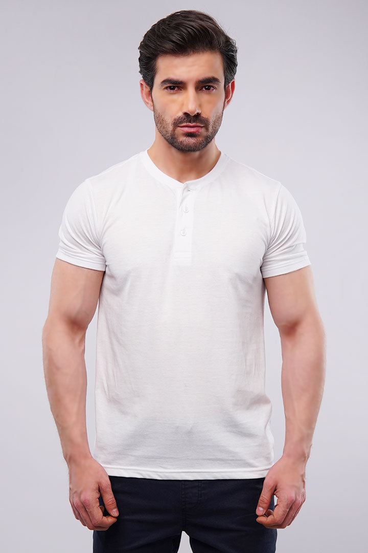 Lacey White Henley T-shirt - Mendeez UAE 