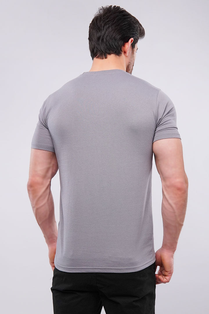 Metallic Grey Crew Neck T-shirt - Mendeez UAE 