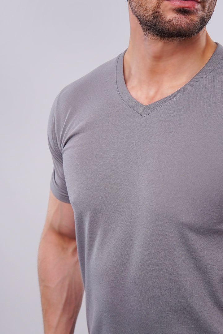 Metal Gray V-Neck T-shirt - Mendeez UAE 