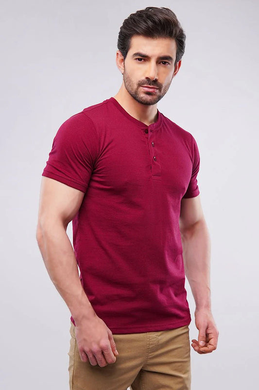 HENLEY T-SHIRT - MAROON