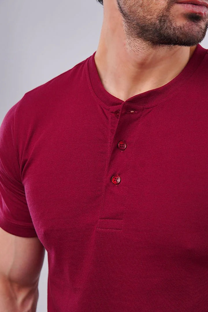 HENLEY T-SHIRT - MAROON