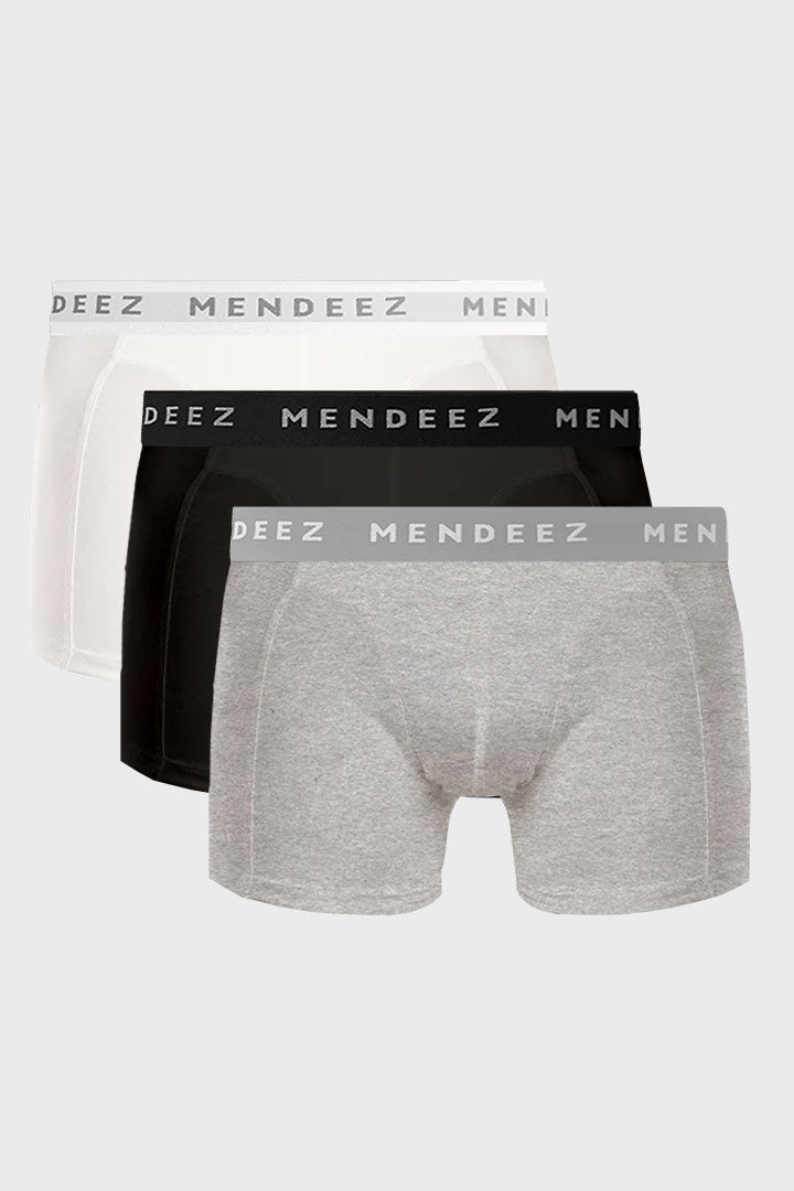 Jacquard Boxer Briefs - Pack of 3 (Black, Heather Grey, White) - Mendeez PK 