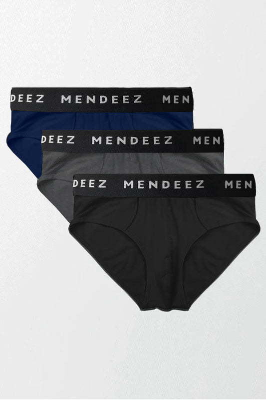 Jacquard Briefs - Pack of 3 (Black, Charcoal, Navy Blue) - Mendeez PK 