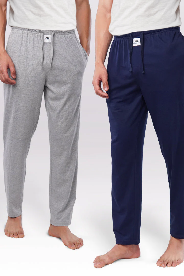 Jersey Pajama - Pack of 2 Navy Blue & Heather Grey - Mendeez UAE 