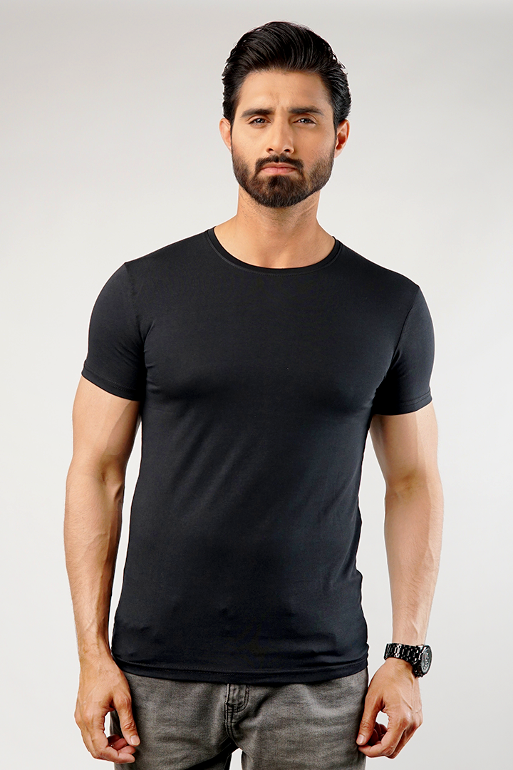 Undershirt Cotton Lycra - (Black) - Mendeez UAE 