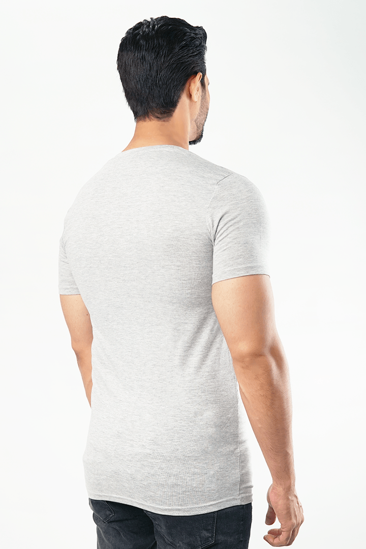 V-Neck Undershirt Cotton Lycra - (Heather Grey)-MENDEEZ-Undershirt